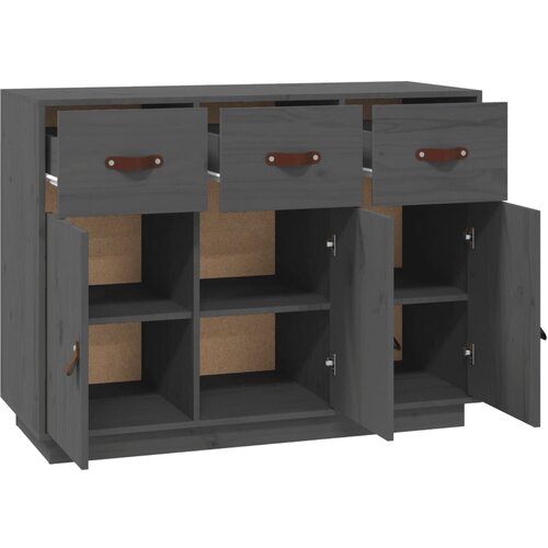  Komoda siva 100 x 40 x 75 cm od masivne borovine Slike