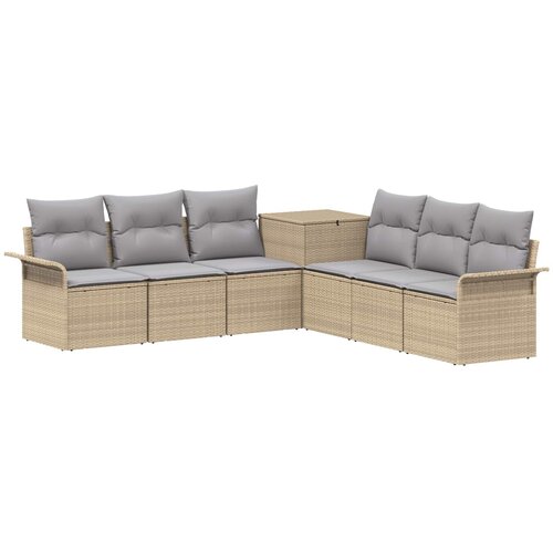  Set sofe 7 kom. Bež i svijetlo siva Poli Rattan i čelik Slike
