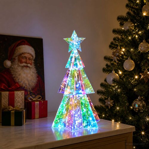  Prizmatično iridescentno LED božićno drvce &Scaron;areni &Oslash; 20 x 38 cm Cijene