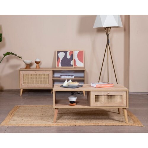 Hanah home klub sto Calvin, 55x100x45 cm, Bež Cene