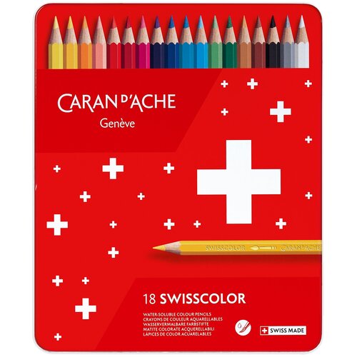 CARAN D&amp;#039;ACHE Set drvenih bojica Swisscolor Metal 18 kom Slike