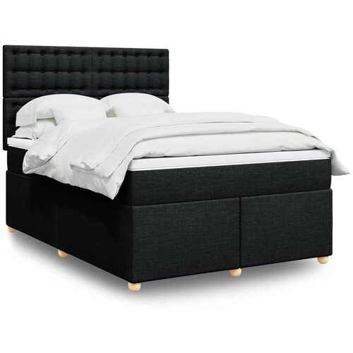 VidaXL Box spring postelja z vzmetnico črna 160x200 cm blago Slike
