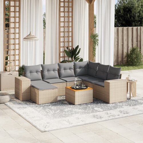 vidaXL 8-dijelni set vrtnih sofa od poliratana s jastucima bež Cijene