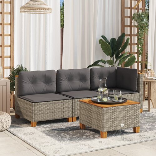 VidaXL Vrtni stol sivi 55 x 55 x 36 cm od poliratana i bagremovog drva Slike