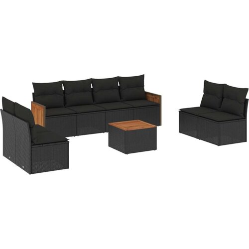 vidaXL 9-dijelni set vrtnih sofa s jastucima crni od poliratana Cijene