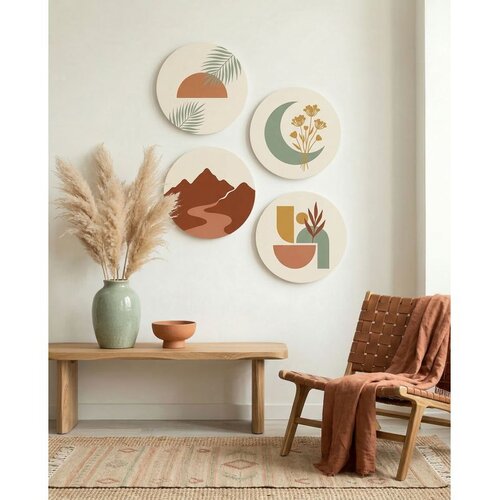 WALLXPERT Huhu1732 - 40 x 40 Multicolor Decorative Framed MDF Painting (4 Pieces) Cene