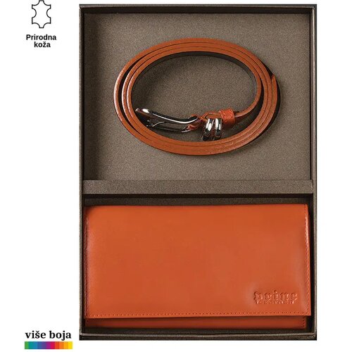 PRINC LEATHER Ženski poklon set novčanik i kai&scaron;, Narandžasti Cene