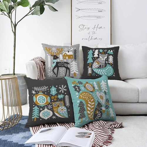 Minimalist Cushion Covers Komplet 4 prevlek za vzglavnik Winter Forest, 55 x 55 cm Slike