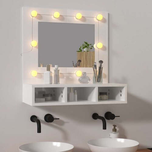 Ormarić s ogledalom i LED svjetlima sjajni bijeli 60x31,5x62 cm Cijene
