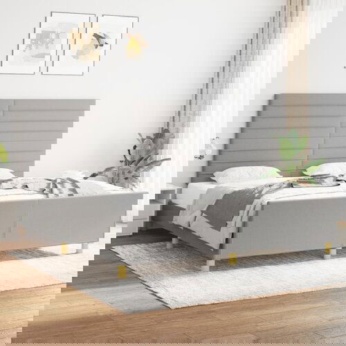  The Living Store Posteljni okvir z vzglavjem svetlo siv 180x200 cm blago - Posteljni Okvir Z Vzglavjem, (21449008) Slike