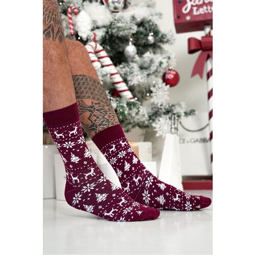 Milena Men's Christmas Socks Norwegian Pattern Burgundy Cene