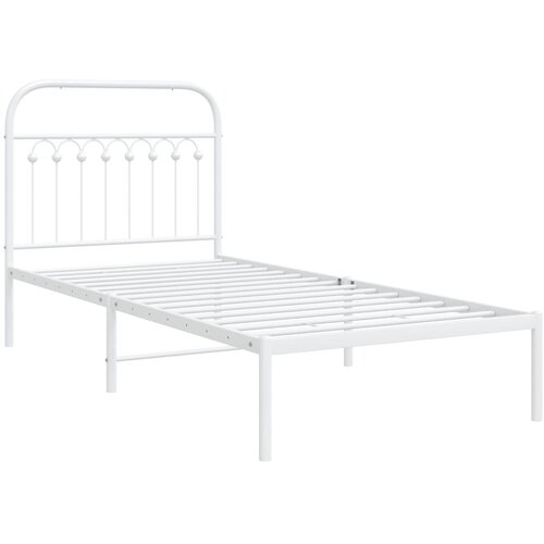 vidaXL Kovinski posteljni okvir z vzglavjem bel 90x200 cm, (21251505) Cene