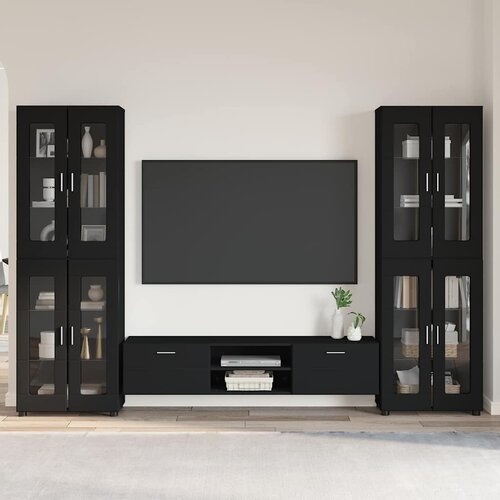  Set TV komoda FLORIN 3 kom. Crna Konstruirano drvo Slike