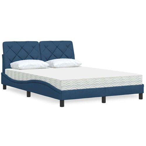  Postelja z vzmetnico modra 140x190 cm blago, (21829681) Slike