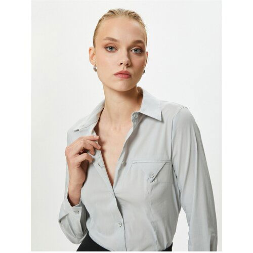 Koton Classic Shirt Long Sleeve Button Pocket Detailed Slike