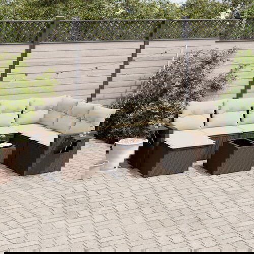 VidaXL 8-dijelni set vrtnih sofa s jastucima smeđi od poliratana Slike