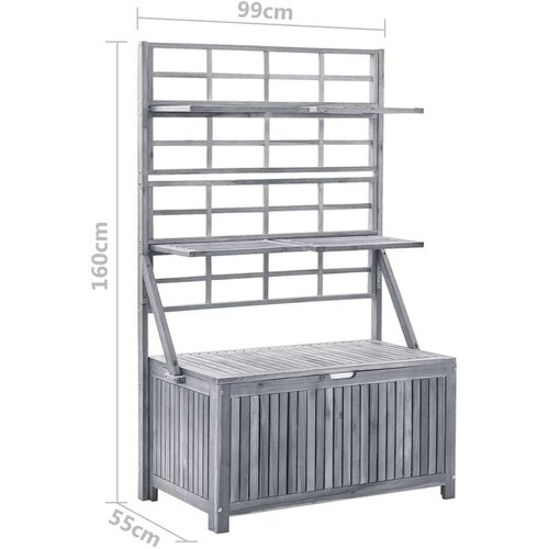  Kutija za pohranu s re&amp;scaron;etkom siva 99x55x160 cm od drva bagrema Slike