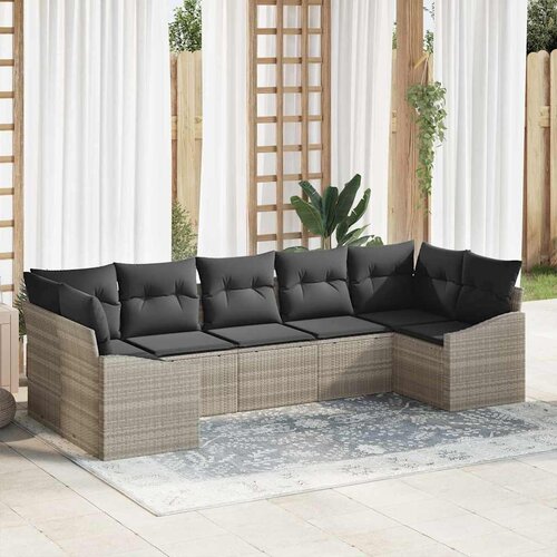  Set sofe 7 kom. Svjetlosiva poliratan 289 x 123,5 x 85 cm Cene