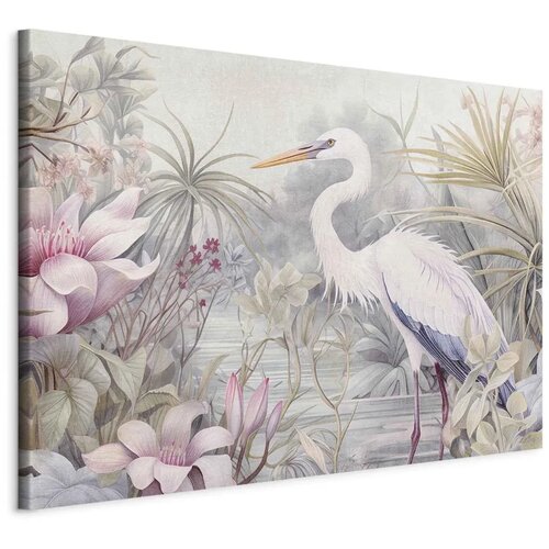  XXL slika - Heron wading in a pond - illustration in bright colours 160x107 Cene