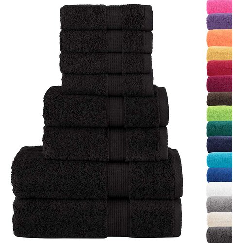  8-dijelni vrhunski set ručnika SOLUND crni 600 gsm Slike