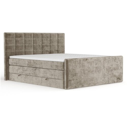 Maison de Rêve Svjetlo smeđi boxspring krevet s prostorom za odlaganje 200x200 cm Ava – Cijene
