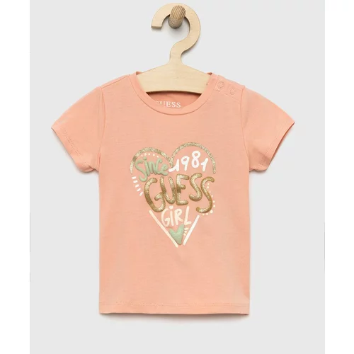 Guess Kratka majica za dojenčka roza barva