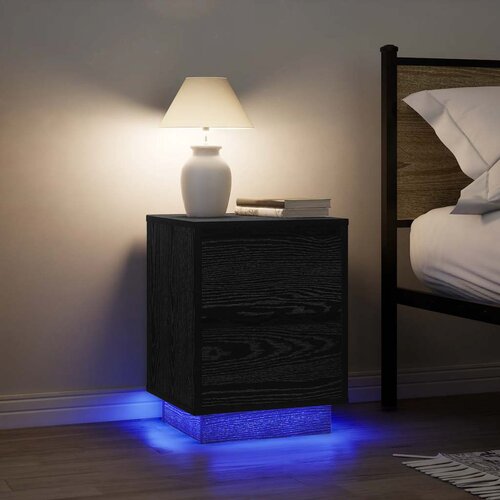  Noćni ormarići s LED svjetlima 2 kom crni 38x34x50 cm Cijene