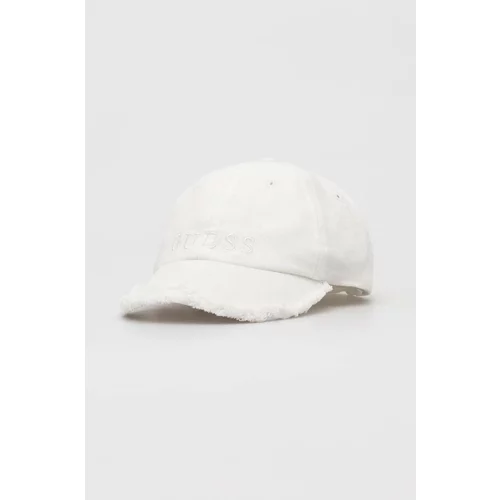 Guess Bombažna bejzbolska kapa bela barva