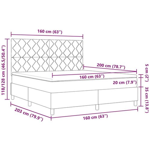 vidaXL Box Spring Krevet s Madracem Crni 160x200 cm Baršun Cene