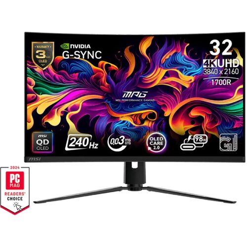MSI 32" MPG 321CURX QD-OLED, 4K UHD 3840x2160 QD OLED 240 Hz G-Sync zakrivljeni gaming monitor Cene