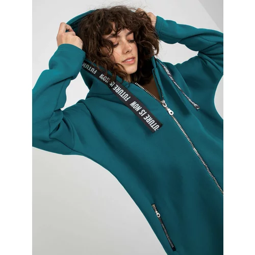 Fashion Hunters Navy long zippered sweatshirt with pockets