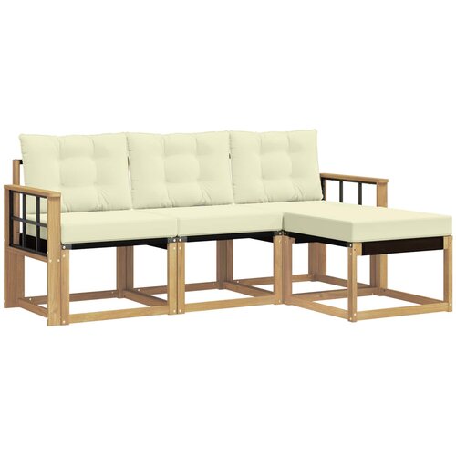 vidaXL Zunanja garnitura za sedenje z blazino 4 pcs Bela in krem, (5000281636) Cene