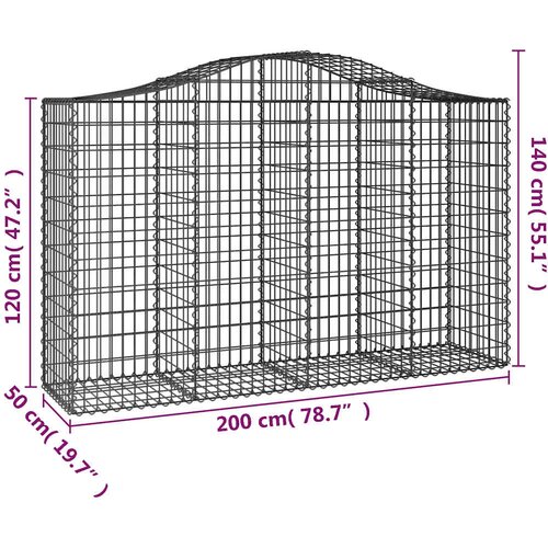  Lučne gabionske ko&amp;scaron;are 5 kom 200x50x120/140cm pocinčano željezo Slike