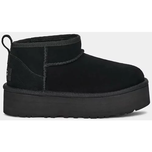 Ugg Dječje cipele za snijeg od brušene kože CLASSIC ULTRA MINI PLATFORM boja: crna