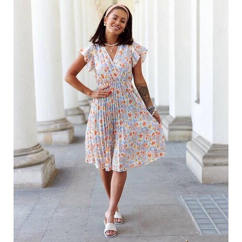 UR/CEO Purple pleated floral dress Ottavio Cene