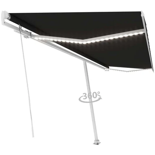 Tenda na ručno uvlačenje s LED svjetlima 500x350 cm antracit