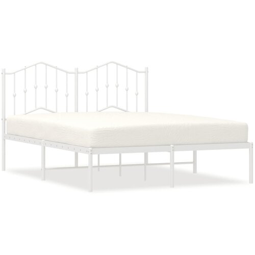 VidaXL Kovinski posteljni okvir z vzglavjem bel 150x200 cm, (20929666) Slike