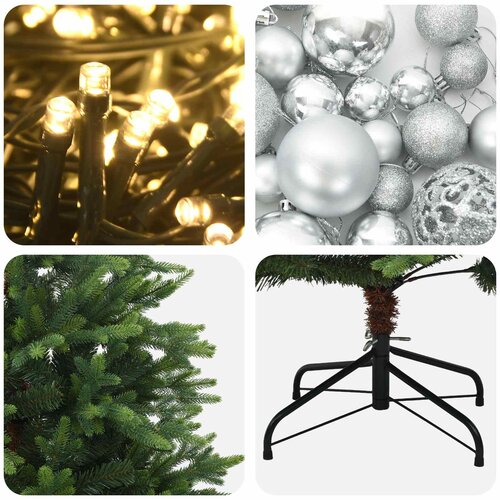  Umjetno božićno drvce s kuglicama 150 cm 150 LED lampica Slike