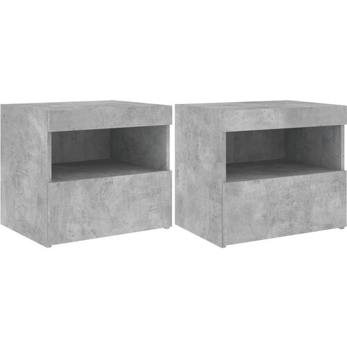 Maison Chic Dvo delni komplet Nočne omarice - Nočne mize z LED lučkami betonsko siva 50x40x45 cm, (21688690) Slike