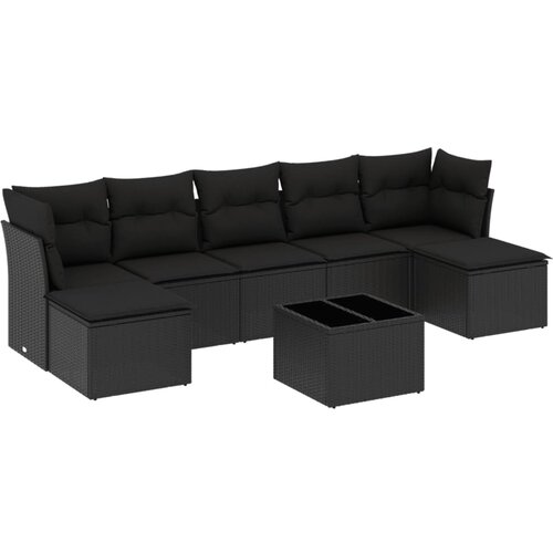 Maison Chic Seti vrtnega pohištva - Vrtna garnitura - Vrtni pohištvo set 8-delna z blazinami črn poli ratan, (21800942) Cene