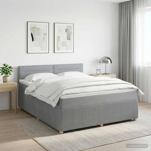  Boxspring krevet s madracem Svjetlosiva 180 x 200 cm Tkanina - Svjetlosiva 180 x 200 cm Dizajn linija Slike