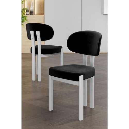 Hanah home set trpezarijskih stolica Dore 4 kom, crna tkanina Babyface, bele metalne noge Cene