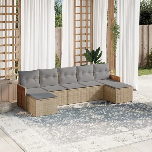 vidaXL 7-dijelni set vrtnih sofa od poliratana s jastucima bež Cijene