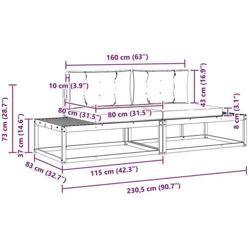 Set vanjskih sofa s jastukom 2 Komad Prirodna i svijetlo siva Slike