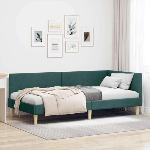 VidaXL Kutni okvir kreveta Ostalo s uzglavljem Tamnozelena 90 x 190 cm Slike
