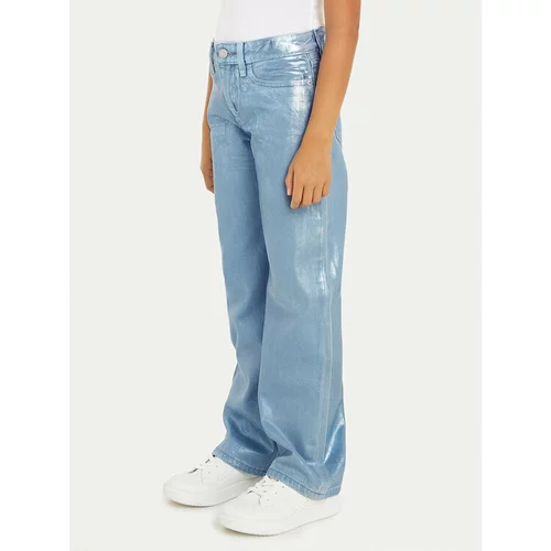 Calvin Klein Jeans Hlače iz tkanine IG0IG02383 Modra Wide Leg