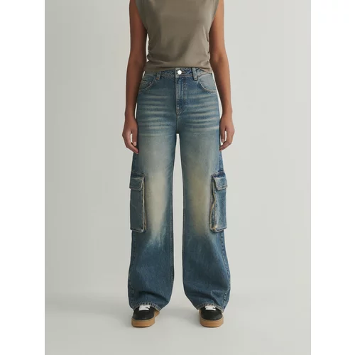 Reserved - Wide leg traperice s cargo džepovima - indigo jeans