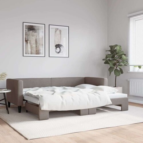  Izvlečna dnevna postelja temno taupe 80x200 cm blago, (20787937) Slike