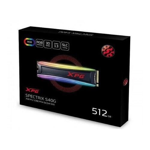 Adata 512GB XPG SPECTRIX S40G RGB 3D NAND PCIe Gen3x4 NVMe 1.3 M.2 2280 Internal SSD, read 3500MB/s, write 3000MB/s AS40G-512GT-C ssd hard disk Cene
