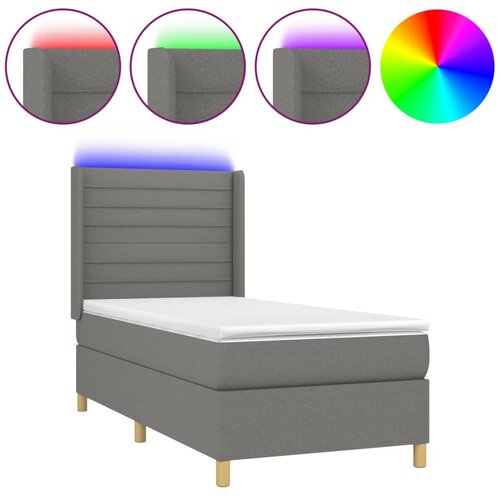  box spring s madracem LED tamnosivi 100x200 cm tkanina Slike